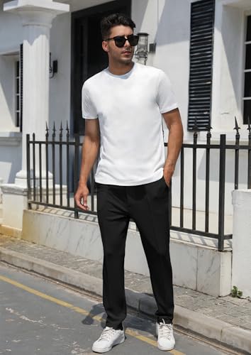 FZNHQL Men's Fashion Casual Lounge Pants with Elastic Waist Drawstring Trendy Textured Fabric Athletic Trousers and Pockets2