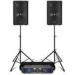 VONYX 10" Passive PA Speaker System with Amplifier, Stands & Cables – 500W DJ Event Bundle, Complete Passive Speakers Kit for DJs, Bands & Events, PA Speakers & Amp, Stands and Cables Included.