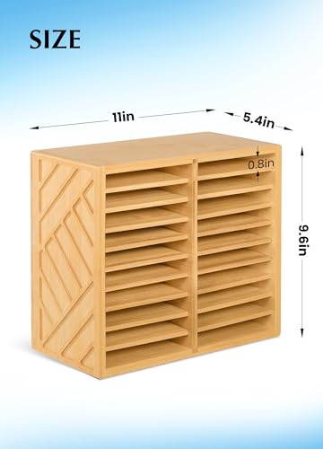 Image of Bamboo Marker Organizer for Desk, Marker Storage Organizer for 140 Markers,Pens, Pencils and Art Brushes,Wooden marker holder for Home, Classroom and Office Decor,Bamboo