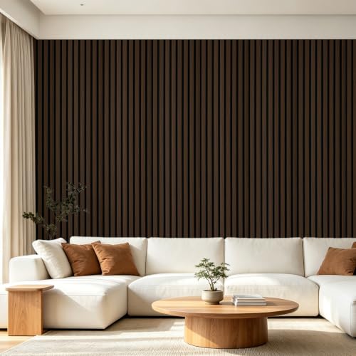Image of Art3d 6-Piece Wood Acoustic Panels for Noise Reduction, 3D Textured Wall Paneling for Living Room Bedroom TV Background Interior Decor, Walnut