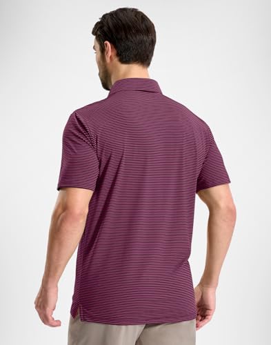 G Gradual Mens Golf Shirt Dry Fit Moisture Wicking Performance Short Sleeve Striped Polo Shirts for Men Dressy Casual (Maroon Stripe, 3XL) — view 4