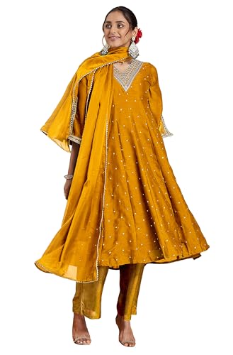 Kurta Anarkali vert Janasya avec pantalon palazzo pour soirée chic et henné