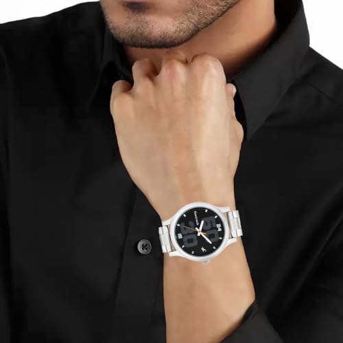 Fastrack Bold Quartz Analog Black Dial Silver Stainless Steel Strap Watch for Guys - NT38051SM07 - Image 8