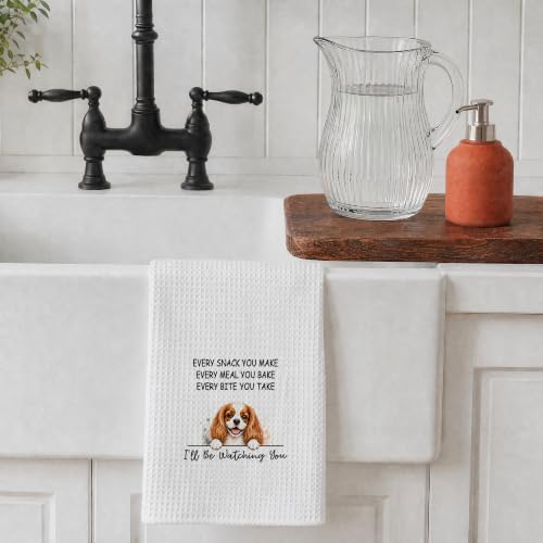 Dog Dish Towels Cavalier King Charles Spaniel, Kitchen Towels With Sayings, Pawfect House Gifts Dog Towels, Every Snack You Make Every Bite You Take I’ll Be Watching You, Towels for Kitchen, 16x24In - Image 6