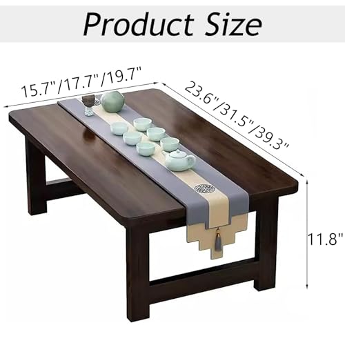 Table basse pliable en bambou 80cm meuble de sol bas pour meditation et salon