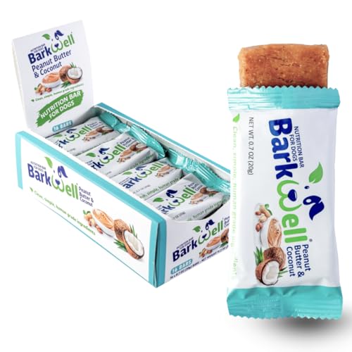 BarkWell Peanut Butter Nutrition Bars for Dogs, 0.7 Ounce, 16-Pack (Coconut) Dog Treat, 100% Natural Dog Peanut Butter, Stuff Toy, Snuffle mat, Semi-Moist Dog Snack, Made in The USA