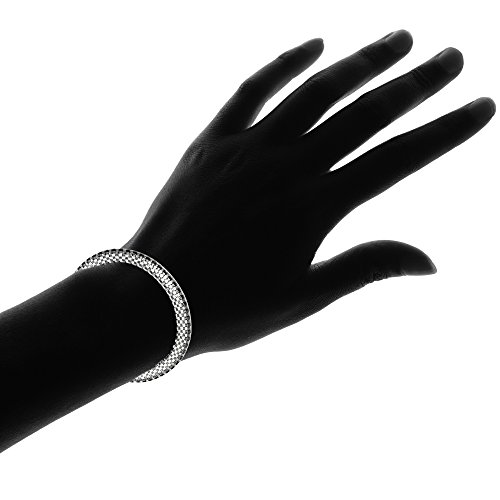 Image of Sterling Silver High Polished Dainty Italian Mesh Tube Chain Bracelet, 7.25 Inches