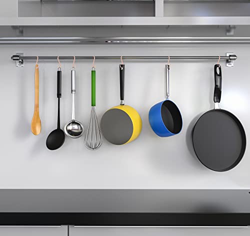 20Pcs Flach S Haken Edelstahl S-förmige Multifunktions Küchenhaken aus Edelstahl für Aufhängen Küchengeräte Utensilien Handtücher Kleidung Garderobe Pflanzen Gartengeräte-Bis 10kg Belastbar,Roségold