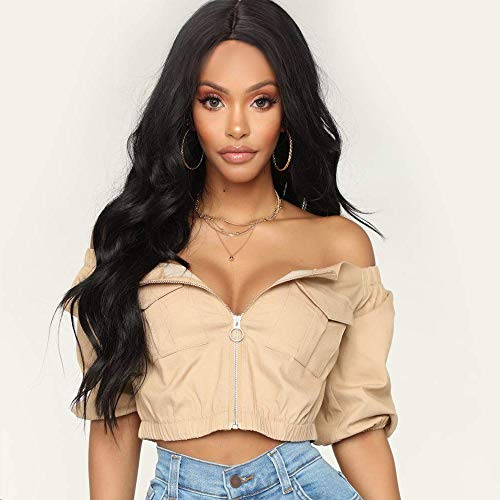 Vigorous Long Black Wig Wavy Synthetic Wigs for Women Natural Looking Long Hair Wig Middle Part Heat Resistant Daily Full Wig Party Cosplay Use 26 Inch