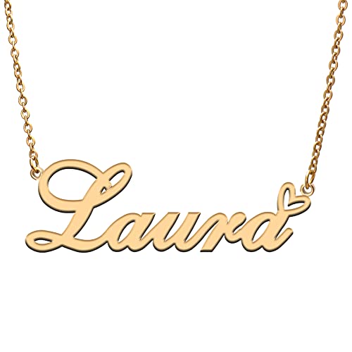 RONKAH Laura Custom Personalized Name Necklace Pendant Necklace with Heart Customized Necklace Best Gift for Women Christmas Valentine's Day Mother's Day Birthday AU