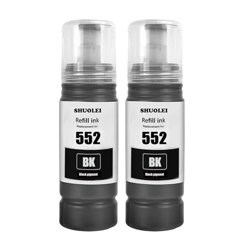 SHUOLEI 552 T552 Ink Compatible with Epson 552 T552 Refill Ink Bottles work with EcoTank ET-8500 ET-8550 Printer(2-Pack,2 Black)