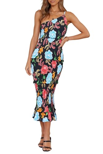 Save on PRETTYGARDEN Women's One Shoulder Floral Ruffle Dress with code 6DH3QCP9