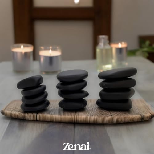 Zenai - Kit Pedras Quentes Vulcânicas | Basalto | 100% Natural | Massagem