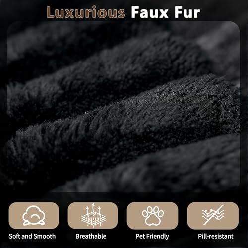 80” Oversized Double Lounge Chaise,Cloud Plush Sofa Bed,Upholstered Boneless Cloud Sofa Deep Seat,No Assembly Required,Modern Corduroy Sleeper Loveseat Chair for Living Room Bedroom Reading,Black