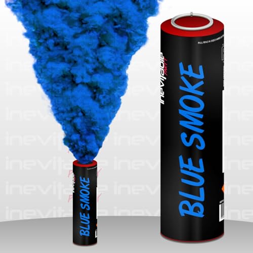Inevitable Party 1 x Ring Pull Activated Coloured Smoke Grenades | Smoke Bombs for Photography | Airsoft | Paintball | Weddings | Stage & Special Effects (Blue)
