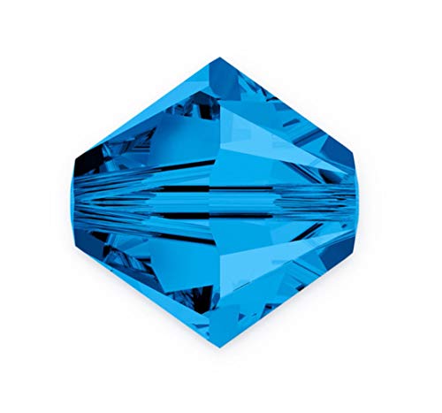 100Pcs Authentic Preciosa 4Mm (0.16 Inch) Small Faceted Bicone Crystal Beads Capri Blue Compatible With Swarovski Crystals 5301/5328 Pre-B425 #TOP29