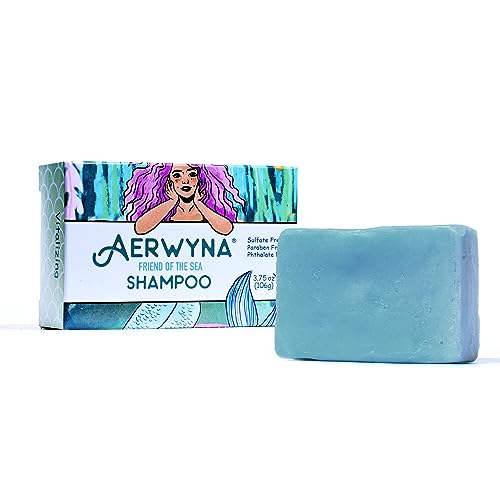 AERWYNA Solid Shampoo Bar (3oz) - Jojoba, Panthenol, & Spirulina - Ocean Scent - Natural, Vegan Shampoo For All Hair Types - Eco-Friendly - No Plastic, Phthalates, Parabens, or Sulfates - Made in USA
