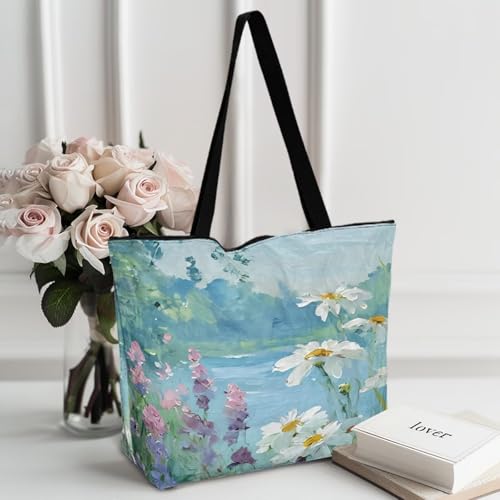 Image of Art Lover Zippered Tote Bag Waterproof Large Work Tote Bags, Artwork Women's Purse Handbags Travel Totes