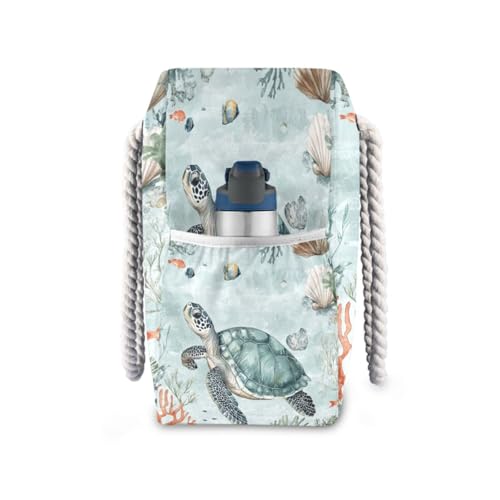Sea Turtle Beach Bag & Travel Tote Bag Large Sandproof with Zipper Closure, Wet Pouch for Swim Gym Travel3