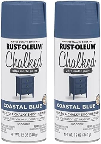 Rust-Oleum Serie 302598 - Pintura en aerosol a la tiza ultramate, 12 onzas (paquete de 2), color azul costero