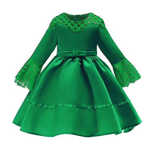 Vestido de niña de media manga con encaje elegante y falda plisada para celebraciones BaronHong