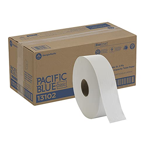Georgia-Pacific Blue Basic Jumbo Sr. 2-Ply Toilet Paper (Previously Branded Envision) By Pro, 13102, 2000 Linear Feet Per Roll, 6 Rolls Per Case #TOP3