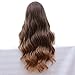 Brown Ombre Wig 28 Inch Long Wavy Wig Soft Dark Warm Brown Roots Mixed Ash Blonde Curly Hair for Women Glueless Long Wave Synthetic Wig Free Wig Cap Cosplay Halloween Wig