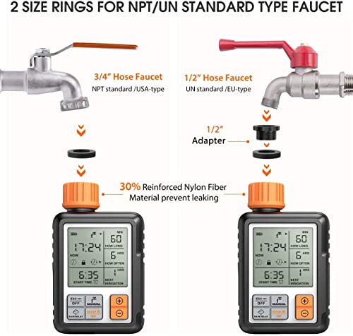 Image of LABART Drip Irrigation Timer for Garden Farm, Water Timer Programmable, Automatic Watering System, Waterproof Digital Irrigation Timer System for Lawns Yellow