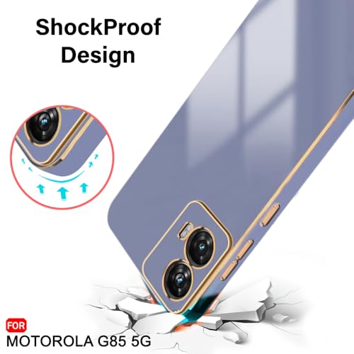 Image of TheGiftKart Luxurious Golden-Plated Back Cover Case for Motorola Moto G85 5G | Raised Lips for Camera & Screen Protection | Shockproof Design | Stylish Back Cover for Moto G85 5G (TPU, Greyish Blue)
