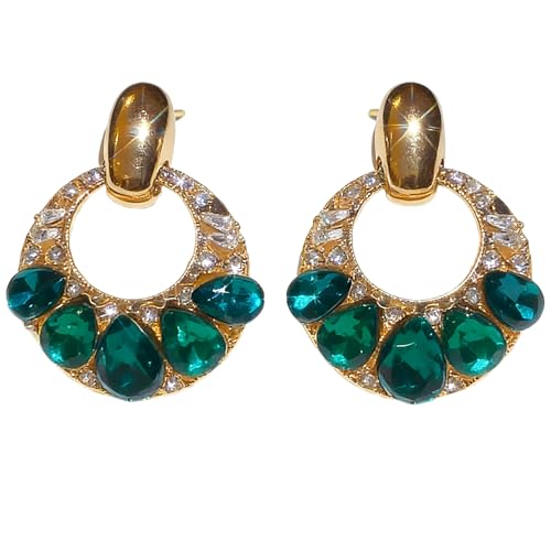 Boucles d'oreilles pierre précieuse Teardrop vert émeraude pour femmes