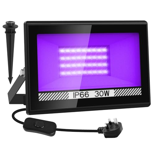 30W UV Lights, NATPOW Black Light Flood Light LED 395nm,IP66 Waterproof Blacklight Stage Lighting Decoration Lighting for Fluorescent Party, Disco,Halloween,Bar,Christmas,Aquarium(1 Pack)