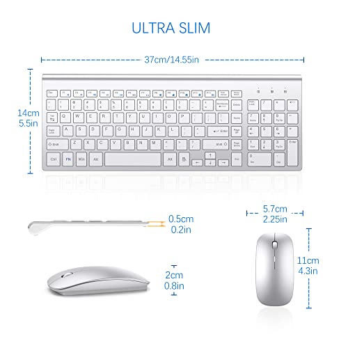 Wireless-Keyboard-and-Mouse-Ultra-Slim-Combo-TopMate-24G-Silent-Compact-USB-Mouse-and-Scissor-Switch-Keyboard-Set-with-Cover-2-AA-and-2-AAA-Batteries-for-PCLaptopWindowsMac-Silver-White