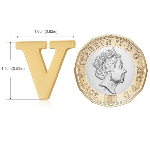 Image of HONEY BEAR Mens Womens Initial Alphabet Letter Lapel Pins Collar Badge Brooches for Business Wedding Graduation Gift Matte Gold 0.59 inches