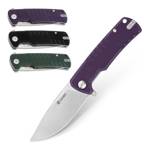 Ganzo G769-PL EDC Folding Pocket Knife Razor Sharp D2 Stainless Steel Blade G10 Handle with Clip Outdoor Pocket Knife Hunting Fishing Hiking Folder Best Gift for Men (Purple)