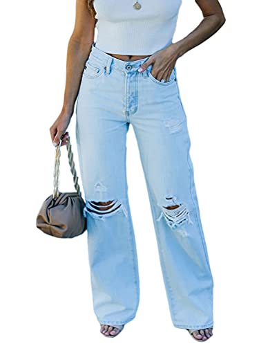 Jean déchiré stretch taille haute pour femme sculptant et confortable