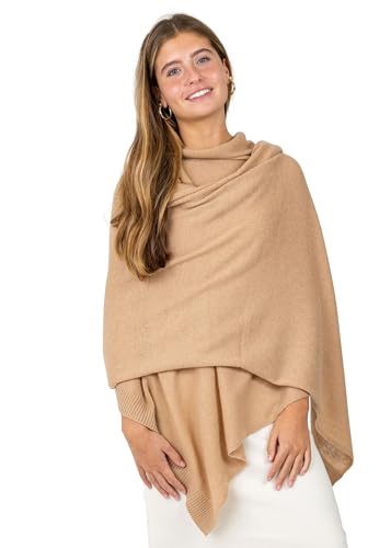 Velanio Cashmere Luxury Knitted Wrap Travel Shawl Scarf, Pashmina Stole, All-Season Scarf for Women Cashmere Wool Blend