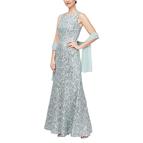 Image of Alex Evenings Women's Long Sleeveless Mother of the Bride Dress with Shawl (Petite and Regular Sizes)