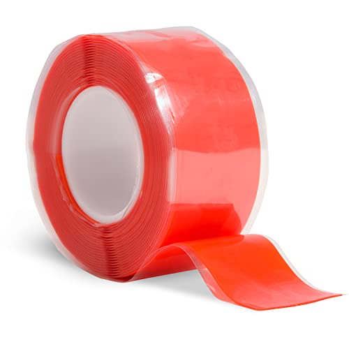 Domain Cycling - Bike Handlebar Tape - Self-Fusing Silicone Waterproofing Tape - 10 Ft Roll of Self-Bonding Handlebar Tape for Road Bike - Repair Griptape (Orange)