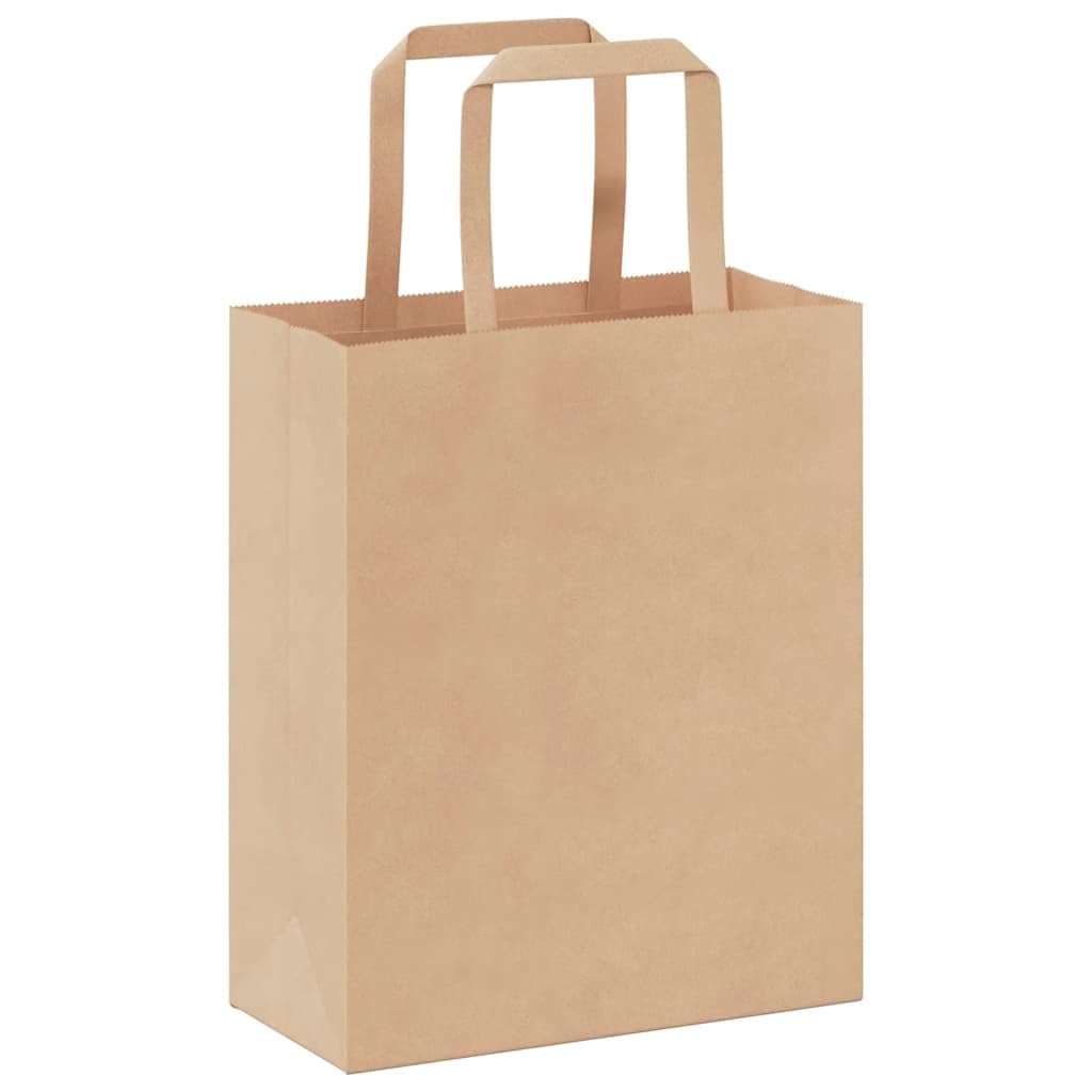 Sacchetti di carta kraft marrone 250 pezzi con manici in corda, 18 x 8 x 22 cm, sacchetti di carta durevoli e riciclabili per regali, feste, shopping e rifiuti