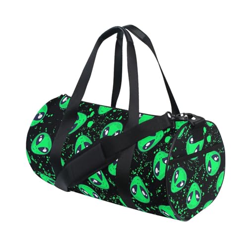 Round Duffel Sports Bag Green Alien Lightweight with Inner Pocket Gym Bag for Men Women Duffle Bag for Travel Sports4