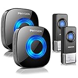 Wireless Doorbell, PHYSEN Waterproof Door Chime Kit Operating at 1300-ft, Adjustable 58 Melodies & 5...