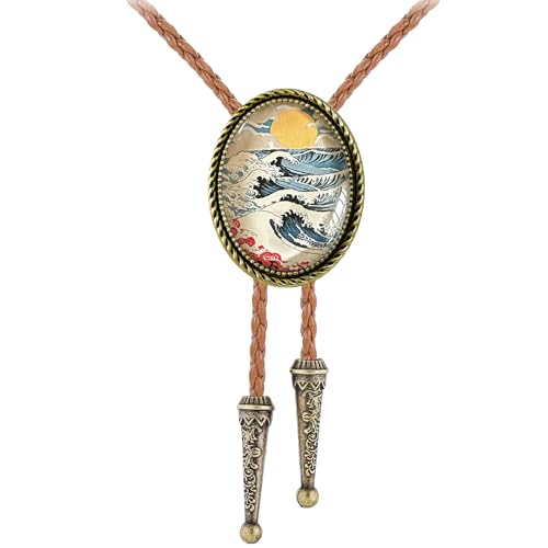 Image of Jeilwiy Bolo Tie for Men Western Cowboy Gothic Bolo Tie Necklace Halloween | Glow in Dark Bolo Tie for Men Women, 3D Halloween Bolo Tie, Gothic Western Ties, String Ties for Men Rodeo Leather Necktie