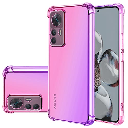 Gufuwo Funda para Mi 12T Pro/Mi 12T/Redmi K50 Ultra Case Ultrafina Degradé Antiarraños con TPU Flexible y Protección Antigolpes Funda Protectora para Xiaomi 12T Pro Rosa/Morado
