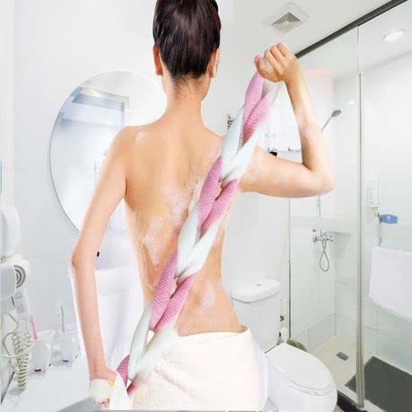 Image of Bathing Accessories Combo of 4- Bath sponge| Body scrubber| Long lofa| Foot scrubber| Bath brush| Back Long lufa| Body wash scrub| Body Cleaning Bathing Loofah For Women Men & Kids (Colour Purple)