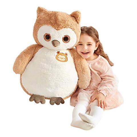 IKASA Giant Owl Stuffed Animal Jumbo Owl Soft Toys - Plush Toy Large Cute Huge Kawaii Fluffy Plushy Big Size Owl Fat Oversized Plushie - Gifts for Kids Girls Boys Girlfriend (Brown, 60cm) Cover
