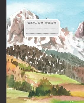 Paperback Watercolor Mountains Composition Notebook: Beautiful College Ruled Nature Themed Gift Book for Adults Book