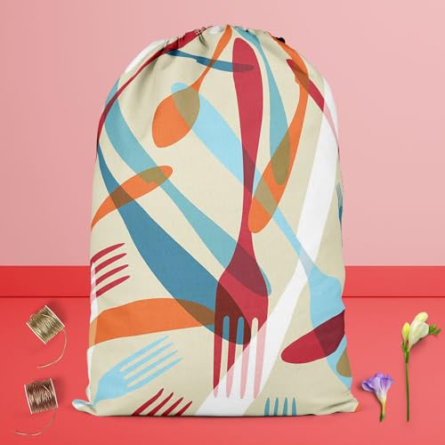 Image of ArtzFolio Knife & Spoon | Reusable Sack Bag | Bag for Gym, Storage, Vegetable & Travel