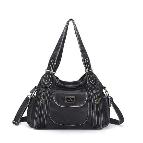 Angel Kiss Purses for Women, Large Shoulder Bag Hobo Tote Purse Mutipocket Faux Leather Satchel Hobo Purse