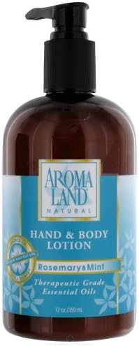 Aromaland 12oz. Hand and Body Lotion for Dry and Dead Skin – Rosemary Mint Body Lotion – Aromatherapy Body Lotion with Peppermint Extracts