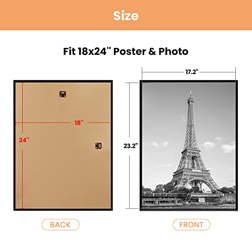 Upsimples 18X24 Frame Black 3 Pack, Poster Frames 18 X 24 For Horizontal Or Vertical Wall Mounting, Scratch-Proof Wall Gallery Photo Frame #TOP2